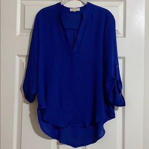 L Royal Blue Sheer Top